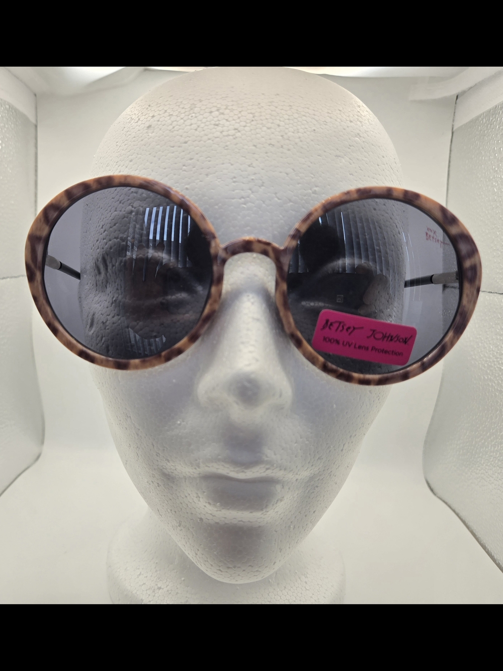 Betsey Johnson Round Leopard Animal Print  Sunglasses with Gray Lenses Jungle